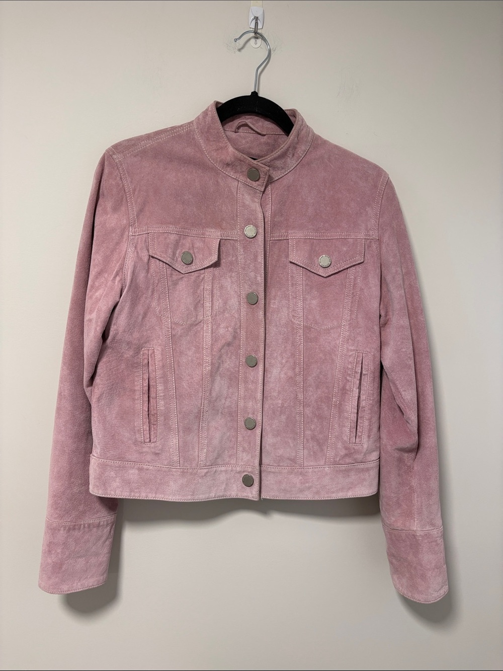 Danier Dusty Pink Suede Snap-Front Jacket